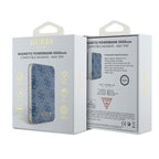 Guess indukcinė išorinė baterija 15W GUPB5FP4EMGB 5000mAh mėlynas/mėlynas 4G Leather Metal Logo MagSafe