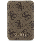 Guess indukcinė išorinė baterija 15W GUPB5FP4EMGW 5000mAh rudas/rudas 4G Leather Metal Logo MagSafe