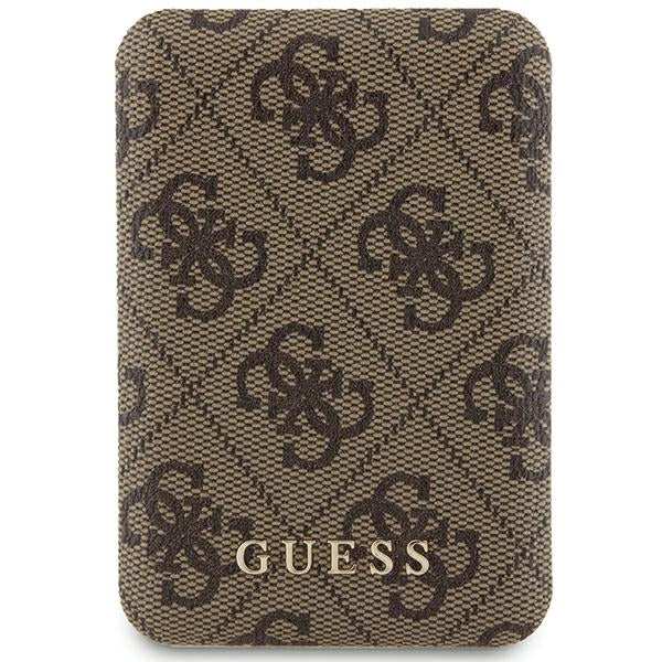 Guess indukcinė išorinė baterija 15W GUPB5FP4EMGW 5000mAh rudas/rudas 4G Leather Metal Logo MagSafe