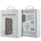 Guess indukcinė išorinė baterija 15W GUPB5FP4EMGW 5000mAh rudas/rudas 4G Leather Metal Logo MagSafe