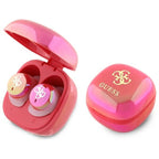 Guess Bluetooth ausinės GUTWSJ144ESF TWS + prijungimo stotelė fuksijos / fuschia Iridescent 4G spausdintas logotipas