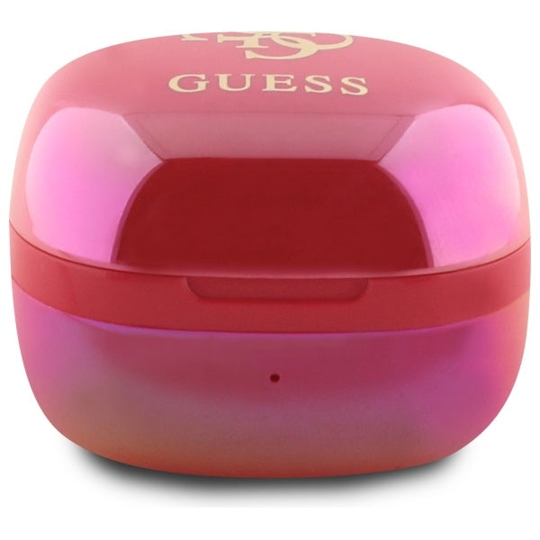 Guess Bluetooth ausinės GUTWSJ144ESF TWS + prijungimo stotelė fuksijos / fuschia Iridescent 4G spausdintas logotipas