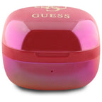 Guess Bluetooth ausinės GUTWSJ144ESF TWS + prijungimo stotelė fuksijos / fuschia Iridescent 4G spausdintas logotipas