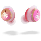Guess Bluetooth ausinės GUTWSJ144ESF TWS + prijungimo stotelė fuksijos / fuschia Iridescent 4G spausdintas logotipas