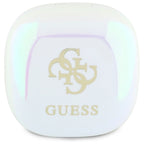 Guess Bluetooth ausinės GUTWSJ144ESH TWS + prijungimo stotelė balta/balta Iridescent 4G spausdintas logotipas