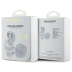 Guess Bluetooth ausinės GUTWSJ144ESH TWS + prijungimo stotelė balta/balta Iridescent 4G spausdintas logotipas
