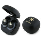 Guess Bluetooth ausinės GUTWSJ144ESK TWS + prijungimo stotelė juoda/juoda Iridescent 4G spausdintas logotipas