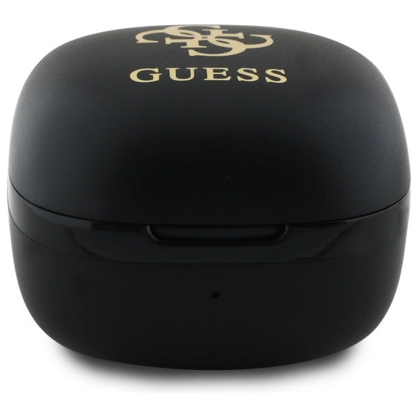 Guess Bluetooth ausinės GUTWSJ144ESK TWS + prijungimo stotelė juoda/juoda Iridescent 4G spausdintas logotipas