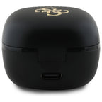 Guess Bluetooth ausinės GUTWSJ144ESK TWS + prijungimo stotelė juoda/juoda Iridescent 4G spausdintas logotipas