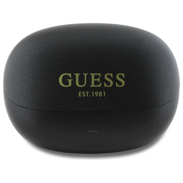 Guess Bluetooth ausinės GUTWST88MCTGK TWS + prijungimo stotelė juoda/juoda kapsulės spausdintas logotipas