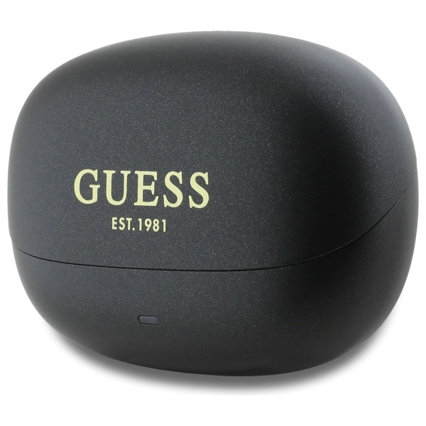 Guess Bluetooth ausinės GUTWST88MCTGK TWS + prijungimo stotelė juoda/juoda kapsulės spausdintas logotipas