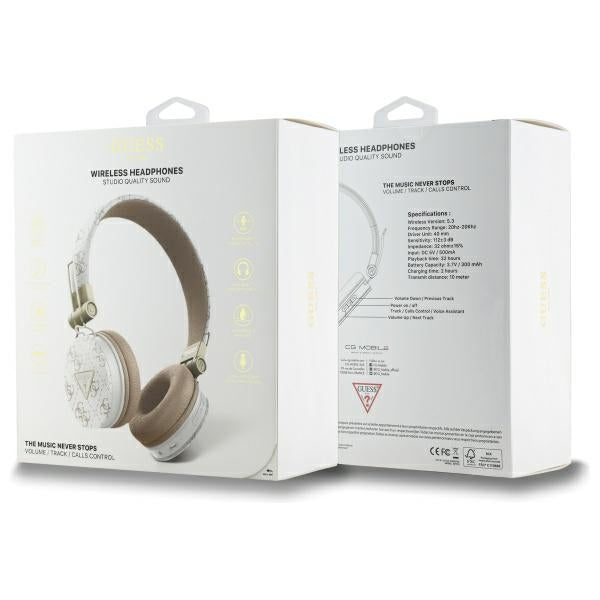 Guess Bluetooth ENC GUBH70E4PTMH ant ausinių baltos 4G trikampio apvalios formos ausinės