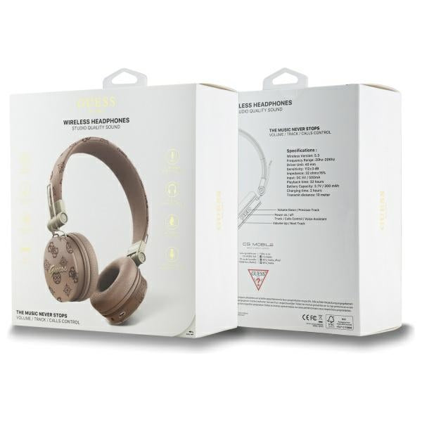 Guess Bluetooth ENC GUBH70EPOSMW Rudos/Brown Peony Script apvalios formos ausinės