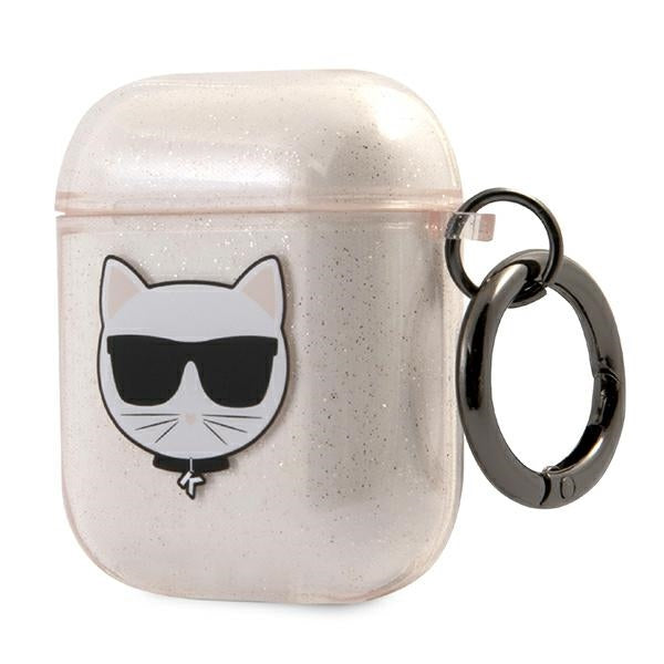 Karl Lagerfeld blizgus AirPods 1/2 dėklas – auksinis