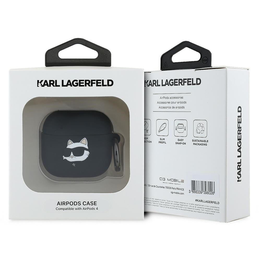 Karl Lagerfeld silikoninis dėklas AirPods 4 – juodas