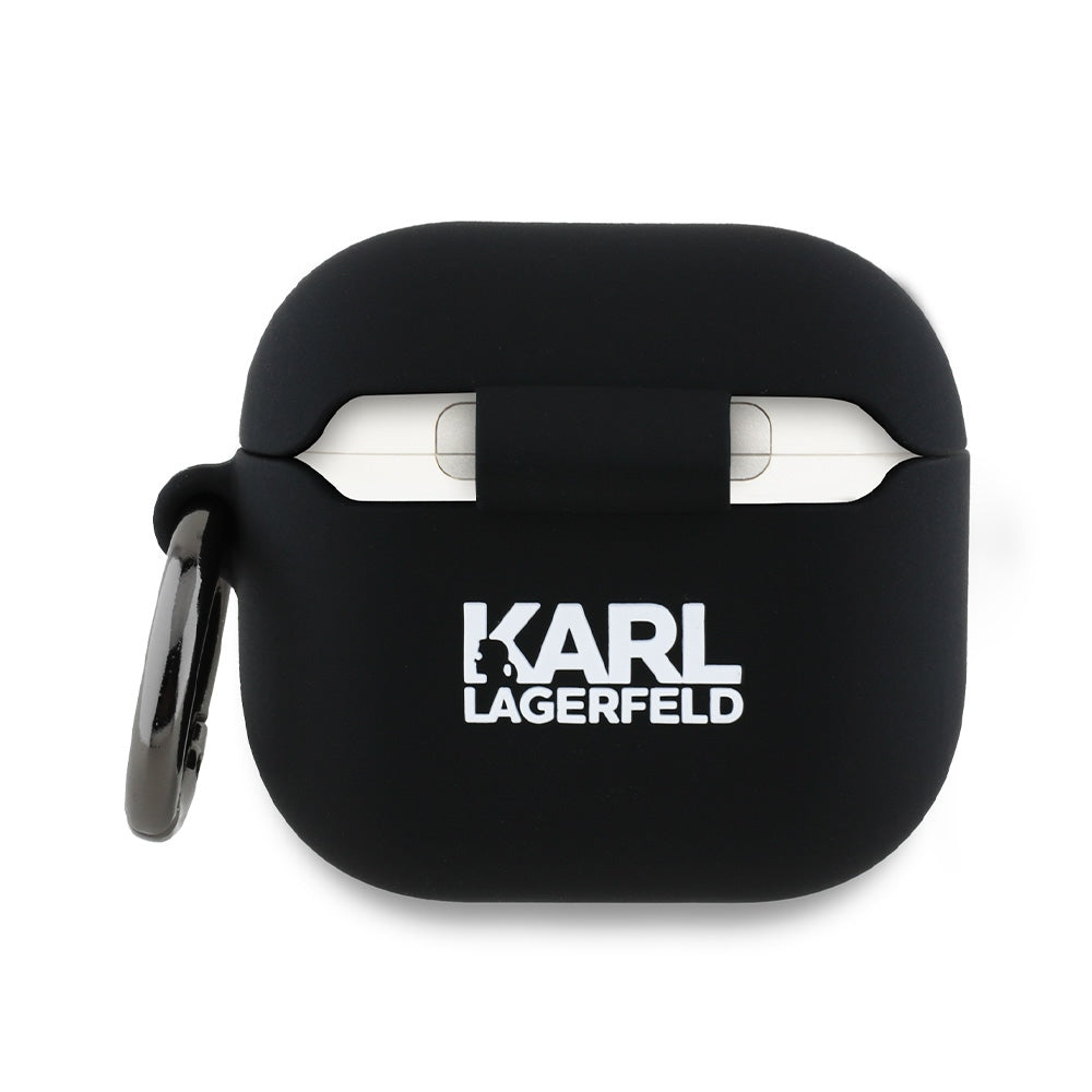 Karl Lagerfeld Silikoninis Karl&Chaupette Head 3D Dėklas, skirtas AirPods 4 - juodas