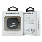 Karl Lagerfeld Silikoninis Karl&Chaupette Head 3D Dėklas, skirtas AirPods 4 - juodas