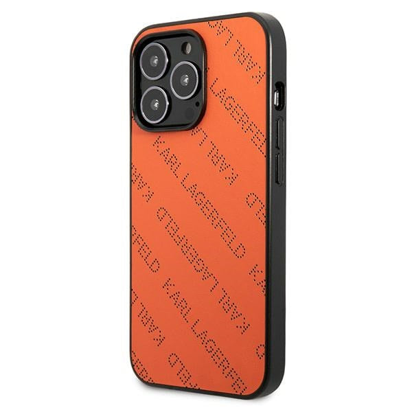 Karl Lagerfeld perforuotas dėklas iPhone 13 Pro/13 – oranžinis
