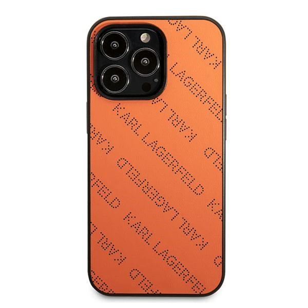 Karl Lagerfeld perforuotas dėklas iPhone 13 Pro/13 – oranžinis