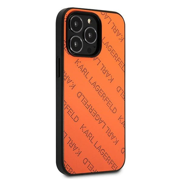 Karl Lagerfeld perforuotas dėklas iPhone 13 Pro/13 – oranžinis