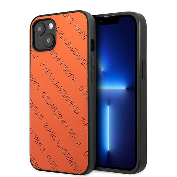 Karl Lagerfeld perforuotas dėklas iPhone 13/14/15 6.1" – oranžinis -- iPhone 13