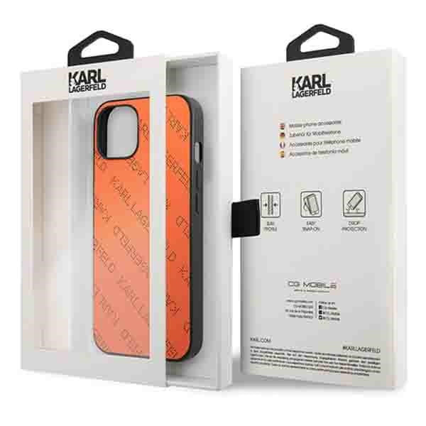 Karl Lagerfeld perforuotas dėklas iPhone 13/14/15 6.1" – oranžinis -- iPhone 13