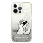 Karl Lagerfeld Liquid Glitter dėklas iPhone 13 Pro Max – sidabrinis