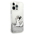 Karl Lagerfeld Liquid Glitter dėklas iPhone 13 Pro Max – sidabrinis
