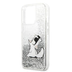 Karl Lagerfeld Liquid Glitter dėklas iPhone 13 Pro Max – sidabrinis