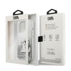 Karl Lagerfeld Liquid Glitter dėklas iPhone 13 Pro Max – sidabrinis