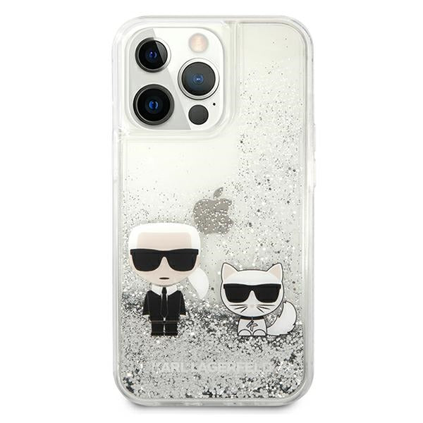 Karl Lagerfeld blizgus dėklas iPhone 13 Pro Max – sidabrinis
