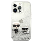 Karl Lagerfeld blizgus dėklas iPhone 13 Pro Max – sidabrinis