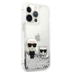 Karl Lagerfeld blizgus dėklas iPhone 13 Pro Max – sidabrinis