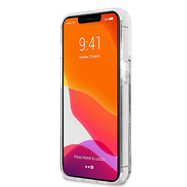 Karl Lagerfeld blizgus dėklas iPhone 13 Pro Max – sidabrinis