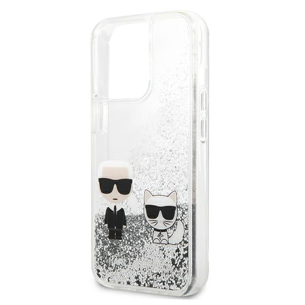 Karl Lagerfeld blizgus dėklas iPhone 13 Pro Max – sidabrinis