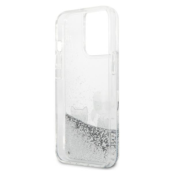 Karl Lagerfeld blizgus dėklas iPhone 13 Pro Max – sidabrinis