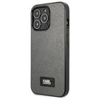 Karl Lagerfeld Saffiano dėklas iPhone 13 Pro Max – sidabrinis