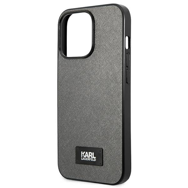 Karl Lagerfeld Saffiano dėklas iPhone 13 Pro Max – sidabrinis