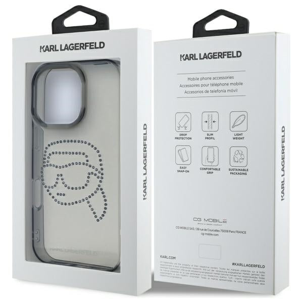 Karl Lagerfeld kietas dėklas iPhone 16 Pro Max – juodas