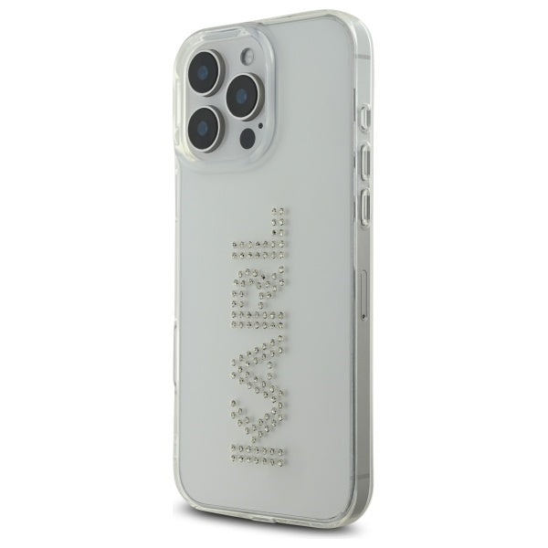 Karl Lagerfeld skaidrus dėklas iPhone 16 Pro Max – su cirkoniais