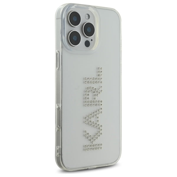 Karl Lagerfeld skaidrus dėklas iPhone 16 Pro Max – su cirkoniais