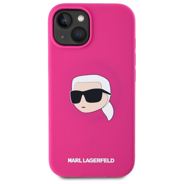Karl Lagerfeld silikoninis MagSafe dėklas iPhone 15 – fuksija