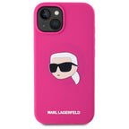 Karl Lagerfeld silikoninis MagSafe dėklas iPhone 15 – fuksija