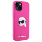 Karl Lagerfeld silikoninis MagSafe dėklas iPhone 15 – fuksija