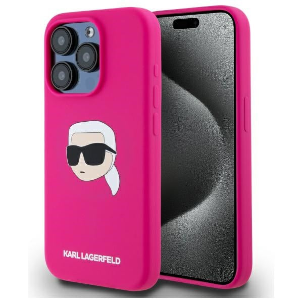 Karl Lagerfeld silikoninis MagSafe dėklas iPhone 15 Pro Max – fuksijų -- iPhone 15 Pro Max