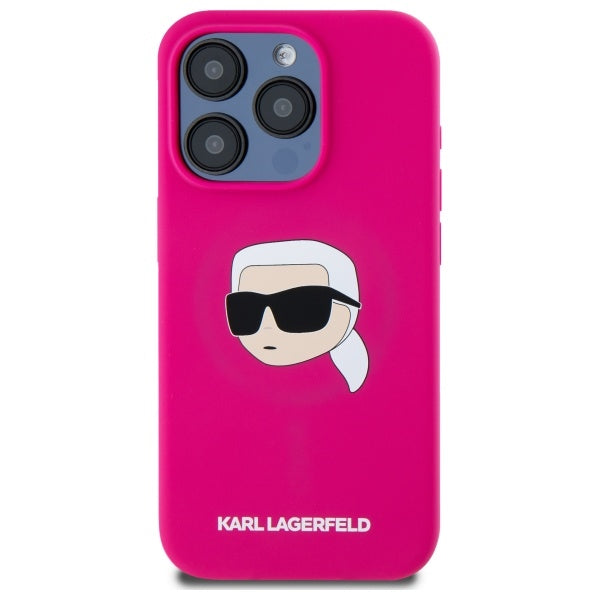 Karl Lagerfeld silikoninis MagSafe dėklas iPhone 15 Pro Max – fuksijų -- iPhone 15 Pro Max