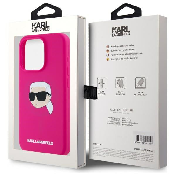 Karl Lagerfeld silikoninis MagSafe dėklas iPhone 15 Pro Max – fuksijų -- iPhone 15 Pro Max
