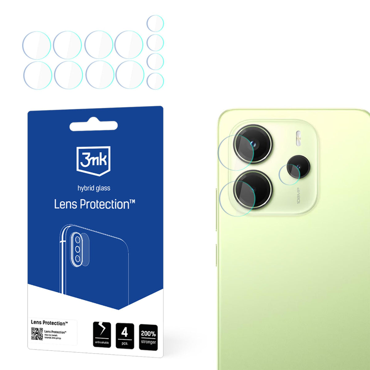3mk objektyvo apsaugos kameros stiklas, skirtas Xiaomi Redmi Note 14 4G