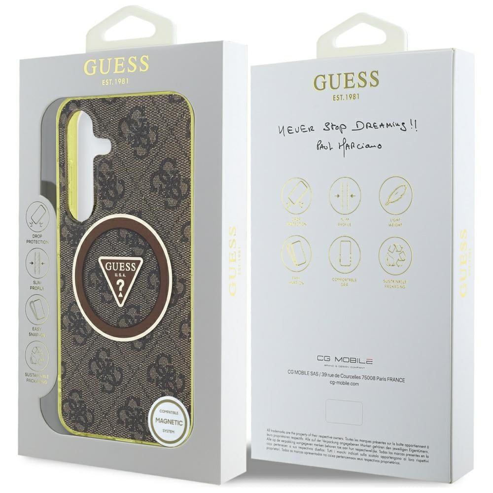 Guess MagSafe dėklas Samsung Galaxy S25 – rudas
