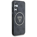 Guess 4G Glitter MagSafe dėklas Galaxy S25 – juodas
